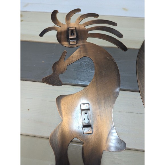 2 Kokopelli Copper Fertility Aztec Musicians 20" Wall Decor Metal Dancing Gift - Picture 5 of 8
